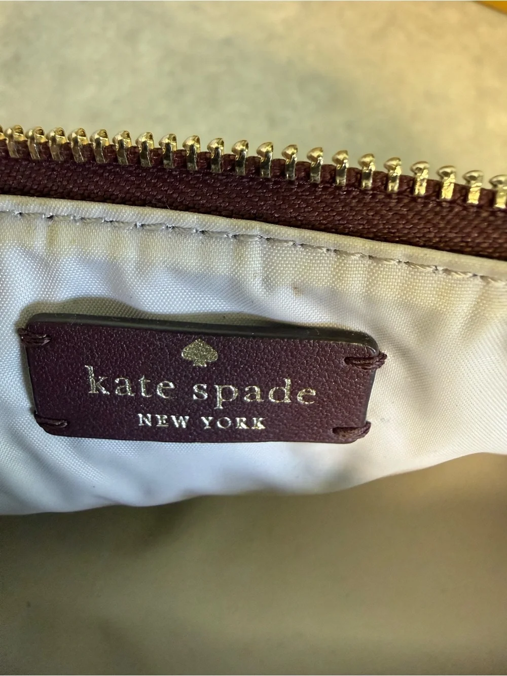 Kate Spade New York Burgundy Glitter Cosmetic Makeup Bag Travel Bag